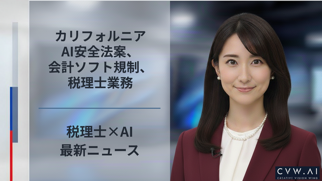 カリフォルニアAI安全法案、会計ソフト規制、税理士業務
