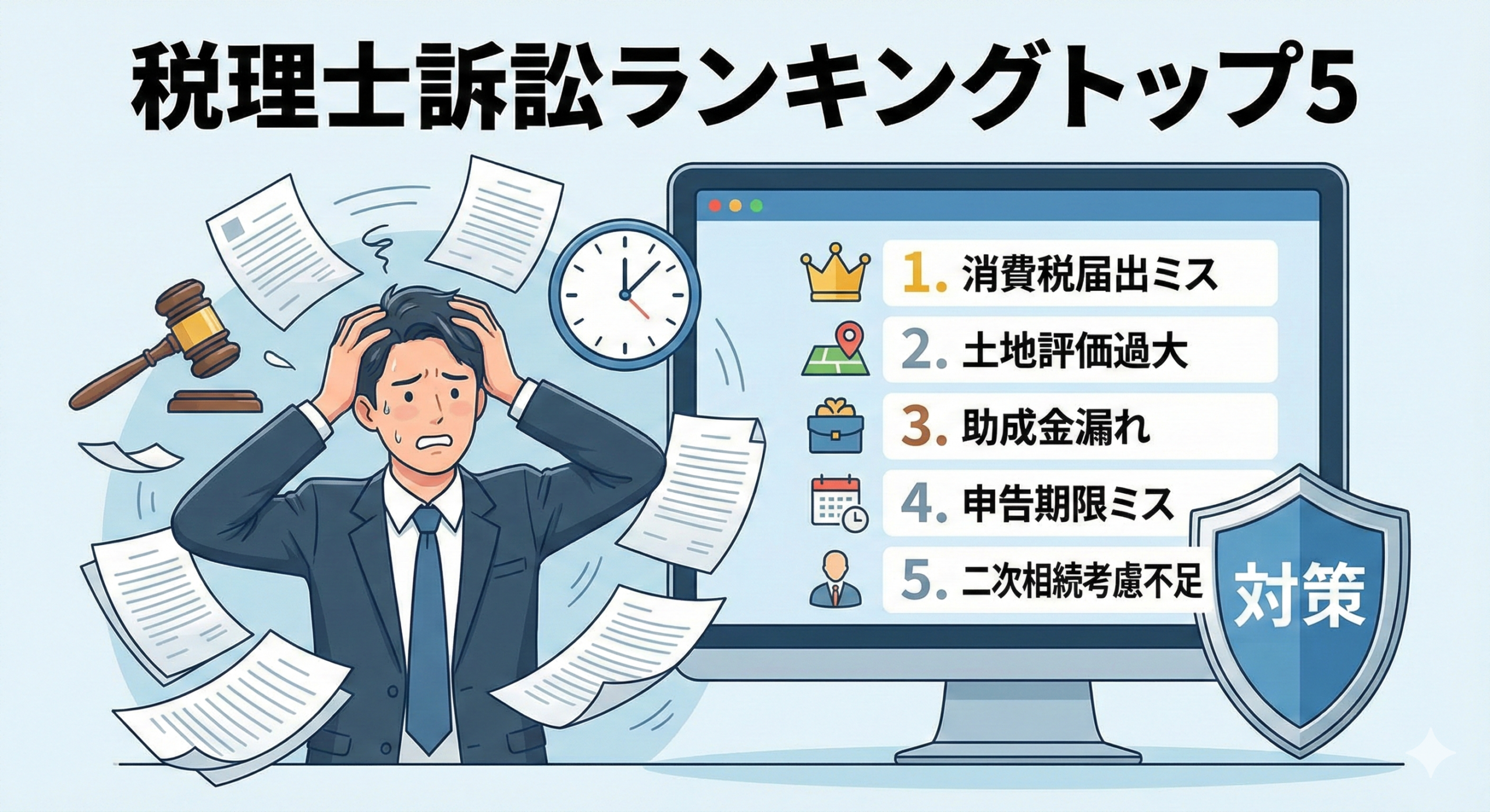 訴訟リスク上位5位。税理士が知るべき落とし穴