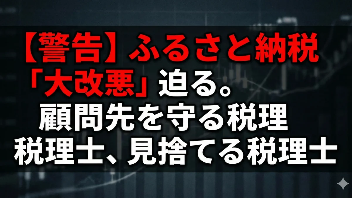 【警告】ふるさと納税「大改悪」迫る。顧問先を守る税理士、見捨てる税理士