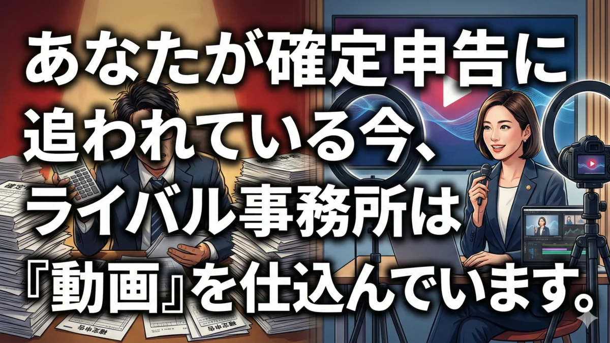 あなたが確定申告に追われている今、ライバル事務所は『動画』を仕込んでいます。