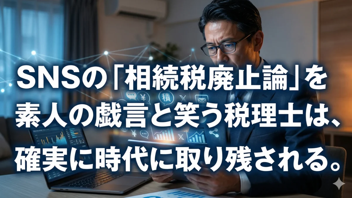 SNSの「相続税廃止論」を素人の戯言と笑う税理士は、確実に時代に取り残される。