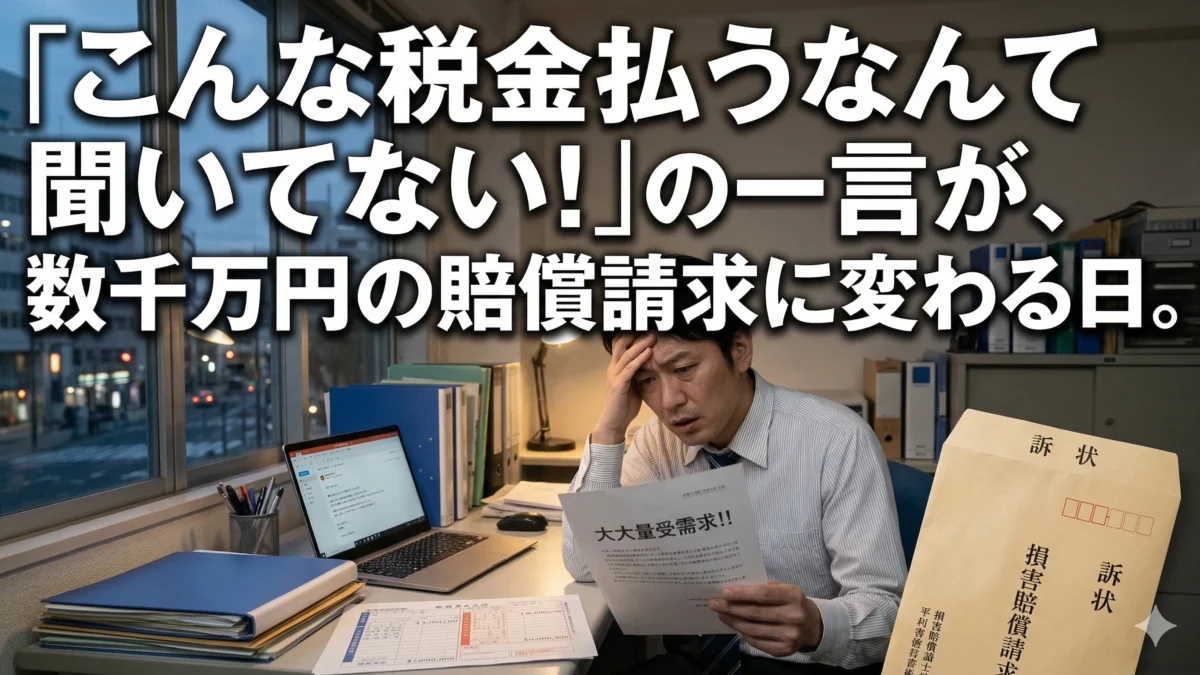 「こんな税金払うなんて聞いてない！」の一言が、数千万円の賠償請求に変わる日。
